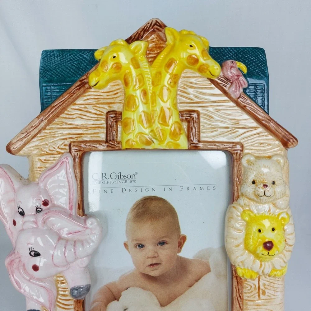 Noah's Ark Picture Frame C.R. Gibson Welcome Aboard Ceramic 3D Animal Nursery